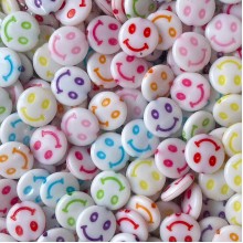 Бусина смайлик, 14 мм, цветной микс, упаковка 500 г