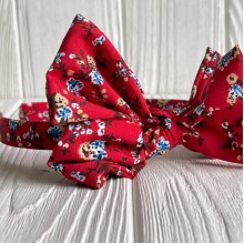 Обруч софт бант в цветочек, 2,5 см, красный, шт.