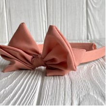 Обруч софт бант в цветочек, 2,5 см, темно-персиковый, шт.