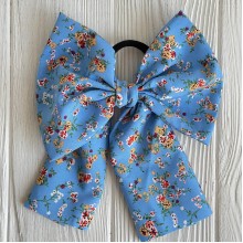 Резинка Твилли большой бант в цветочек, 16 см, голубая, шт.