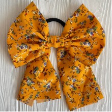 Резинка Твилли большой бант в цветочек, 16 см, горчичная, шт.