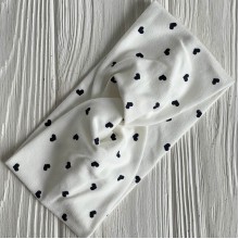 Повязка турецкий трикотаж (малютка), 17х9 см, белая с черными сердечками, шт. 