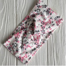 Повязка турецкий трикотаж (малютка), 17х9 см, белая с малиново-серым леопардом, шт. 