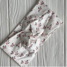 Повязка турецкий трикотаж, 21х10 см, белая с пудровыми цветочками, шт. 