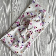 Повязка турецкий трикотаж, 21х10 см, белая с розово-лиловыми цветочками, шт. 
