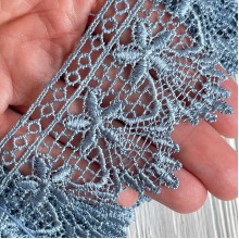 Кружево макраме Моника, 5 см, небесно-голубое, рулон 9 м