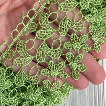 Кружево макраме Оливия, 6,5 см, оливковый, рулон 9 м