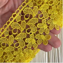 Кружево макраме Оливия, 6,5 см, желтый, рулон 9 м