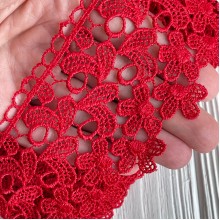 Кружево макраме Оливия, 6,5 см, красный, рулон 9 м