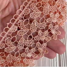 Кружево макраме Оливия, 6,5 см, персиковый, рулон 9 м
