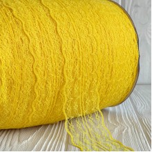 Кружево цветочек, 4,5 см, темно-желтое, (не стрейчевое), бобина 270 м