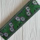 Тесьма вышиванка (барвинок), 5 см, бело-зеленый на черном, рулон 9 м