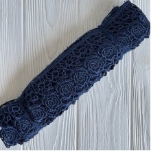 Кружево макраме (TJ-6), 5,5 см, сапфировое, рулон 13,5 м 