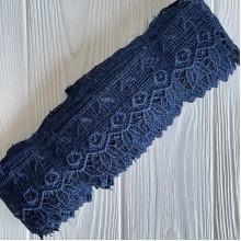 Кружево макраме (TJ-8), 6,7 см, сапфировое, рулон 13,5 м 