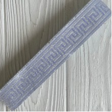 Тесьма вышиванка (греческий узор), 3,3 см, серебро с люрексом, рулон 9 м