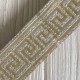 Тесьма вышиванка (греческий узор), 3,3 см, светлое золото с люрексом, рулон 9 м