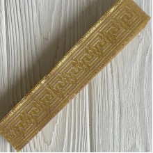 Тесьма вышиванка (греческий узор), 3,3 см, яркое золото с люрексом, рулон 9 м