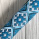 Тісьма вишиванка (візерунок з ромбів), 2,8 см, бірюзова з білим, рулон 9 м