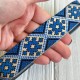 Тісьма вишиванка (візерунок з ромбів), 2,8 см, темно-синя з білим, рулон 9 м