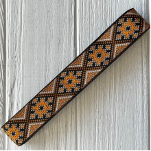 Тісьма вишиванка (візерунок з ромбів), 2,8 см, темно-жовта з чорним, рулон 9 м