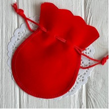 Бархатный мешочек (круглый), 9х12 см, красный, упаковка 100 шт.