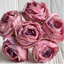 Винтажная роза с тичинками, 3,5 см, розово-пудровая, упаковка 42 шт.