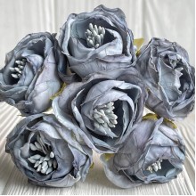 Винтажная роза с тичинками, 3,5 см, серая, упаковка 42 шт.
