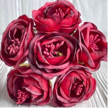 Винтажная роза с тичинками, 3,5 см, красная, упаковка 42 шт.