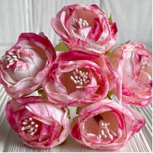 Винтажная роза с тичинками, 3,5 см, розово-малиновая, упаковка 42 шт.