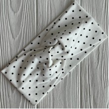 Повязка трикотаж чалма в горох, 21х9 см, белая в черный горох, шт.