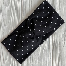 Повязка трикотаж чалма в горох (детская), 17х8 см, черная в белый горох, шт.