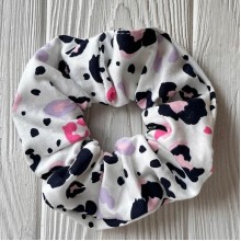 Скранч турецкий трикотаж, 12 см, белый с розово-черным леопардом, шт. Скранч турецкий трикотаж, 12 см, белый с розово-черным леопардом, шт.