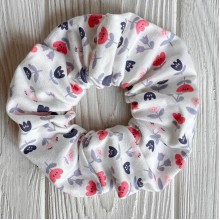 Скранч турецкий трикотаж, 12 см, белый с cеро-коралловыми цветами, шт. Скранч турецкий трикотаж, 12 см, белый с cеро-коралловыми цветами, шт.