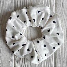 Скранч турецкий трикотаж, 12 см, белый с сапфировыми сердечками, шт. Скранч турецкий трикотаж, 12 см, белый с сапфировыми сердечками, шт.