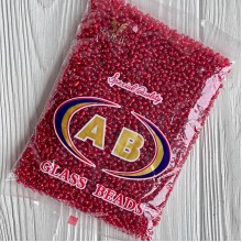 Бисер, размер 6/0, красный прозрачный с белой серединкой (25), упаковка 400 г