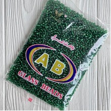 Бисер, размер 6/0, зеленый прозрачный с белой серединкой (27), упаковка 400 г