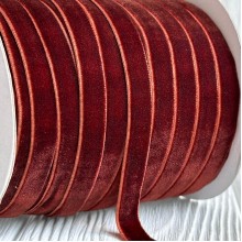 Лента велюр, 2,5 см, бренди, рулон 45 м