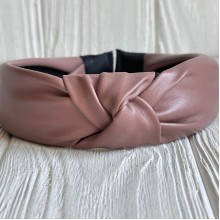 Обруч чалма из экокожи однотонный, 4 см, мокко, шт.