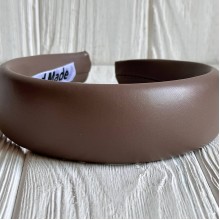 Обруч из экокожи обьемный, 4 см, кофейный, шт.