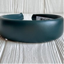 Обруч из экокожи обьемный, 4 см, изумрудный, шт.