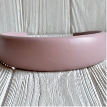 Обруч из экокожи обьемный, 4 см, ванильно-пудровый, шт.