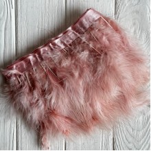 Тесьма с лебединых перьев, 15 см, пудровая, рулон 2 м