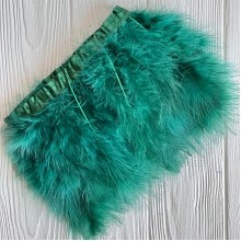 Тесьма с лебединых перьев, 15 см, изумрудная, рулон 2 м