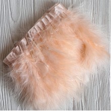 Тесьма с лебединых перьев, 15 см, персиковая, рулон 2 м