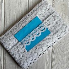 Кружево вязане (D30099 / 3419), 3,3 см, біле, рулон 13 м