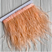 Тесьма из страусиных перьев, 10-15 см, абрикосовая, рулон 2 м Тесьма из страусиных перьев, 10-15 см, абрикосовая, рулон 2 м