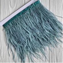 Тесьма из страусиных перьев, 10-15 см, изумрудно-бирюзовая, рулон 2 м Тесьма из страусиных перьев, 10-15 см, изумрудно-бирюзовая, рулон 2 м