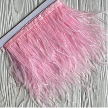 Тесьма из страусиных перьев, 10-15 см, светло-розовая, рулон 2 м Тесьма из страусиных перьев, 10-15 см, светло-розовая, рулон 2 м