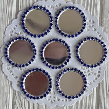 Металическая крышечка со стразами, 3,2 см, темно-синяя, упаковка 100 шт.