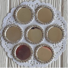 Металическая крышечка со стразами, 3,2 см, серебро, упаковка 100 шт.